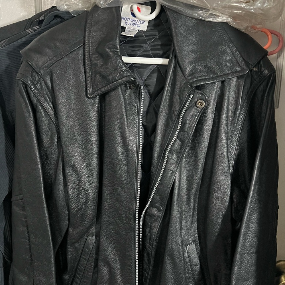 Pepsi Black Leather Shirt Jacket